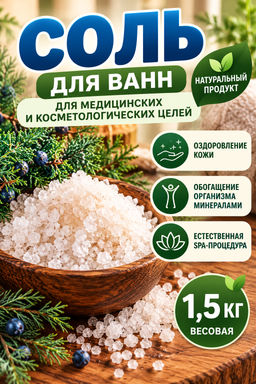 Соль 1,5 кг ВЕСОВАЯ для ванн для медицинских и косметологических целей Царская соль
