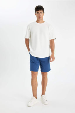 Regular Fit Cepli Basic Duz Bermuda Sort - Defacto фото 3