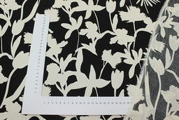 Штапель Цветочный силуэт цв.черный, ш.1.45м, вискоза-100%, 100гр/м.кв - Купава фото 4
