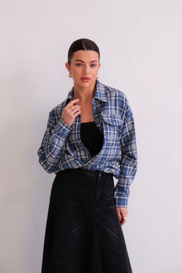 Martichelli Рубашка в клетку голубая на кнопках  фото 20