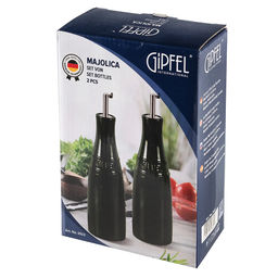 3923 GIPFEL Набор MAJOLICA из 2 бутылок для масла/уксуса 3,5х19см. Цвет: темно-з