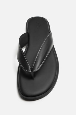 LEATHER SANDALS WITH TOPSTITCHING - Zara фото 7