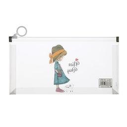 Цена за 12 шт. Папка-конверт на молнии формат А6, 180мкр, с рисунком «Маленькая девочка», МИКС