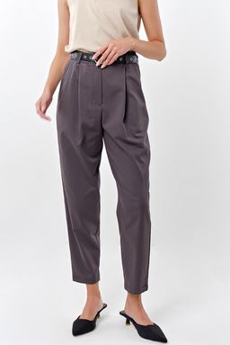 Брюки зауженные к низу из хлопка серые