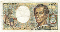 Банкнота 200 франков 1989 года Франция