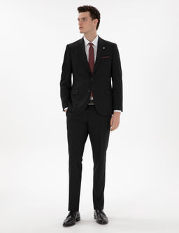 Siyah Slim Fit Tak_m Elbise