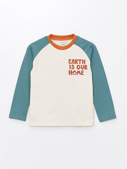 Bisiklet Yaka Uzun Kollu Bask?l? Erkek Bebek Ti??rt