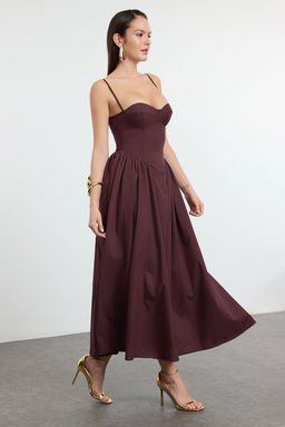 TRENDYOLMILLA Siyah A-Kesim Poplin Dokuma Midi S?k Elbise TPRSS24EL00294 фото 2