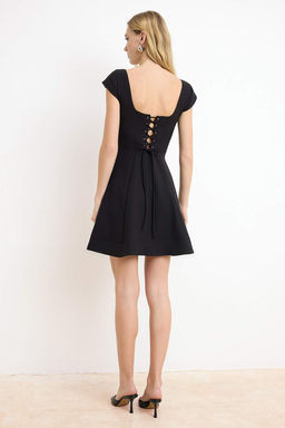 Siyah Mini S?rt Baglama Detayl? Dokuma Elbise TWOSS26EL00116