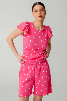 Арт.9176/2 Пижама с шортами 42-48 (4 шт) Цвет:малиновый,белый