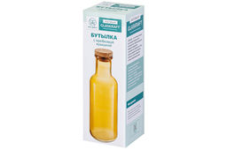 Бутылка стеклянная 1 л 8,7*8,7*27,5 см Glaskraft с пробковой крышкой, оранжевая - Elan gallery фото 5