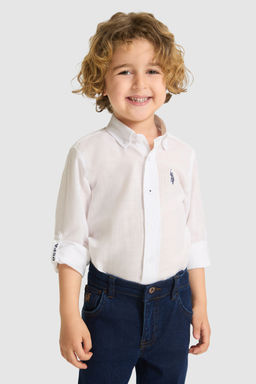 Erkek Гocuk Beyaz Uzun Kollu Basic GГmlek