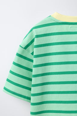 CAMISETA HEAVY WEIGHT RAYAS / verde lavado - Zara фото 4