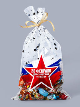 Цена за 50 шт. Пакет фасовочный БОПП, Армейская звезда 20?35 см