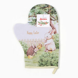 Варежка-прихватка Доляна Зверьки 20х28 см, 35% хл, 65% пэ, ватин 250 г/м2  фото 4