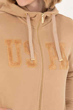 Женская базовая толстовка песочного цвета с капюшоном Неожиданная скидка в корзине - U.s. polo assn фото 14
