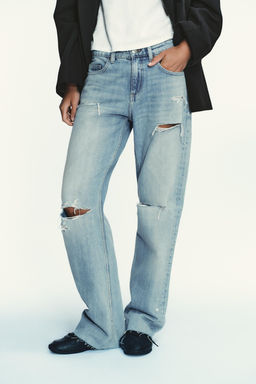 TRF RIPPED MID-WAIST WIDE-LEG JEANS - Zara фото 2