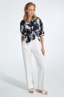 Брюки из льна с вискозой, прямого силуэта NIKA