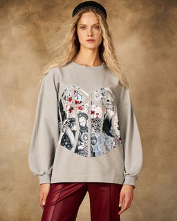 Свитшот с принтованным корсетом 95% хлопок, 5% лайкра