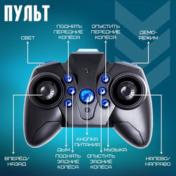Перевёртыш радиоуправляемый, работает от аккумулятора, свет, звук, дым, 8 режимов работы, цвет синий