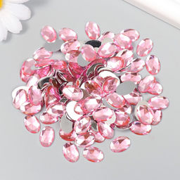 Декор для творчества пластик Стразы овал. Светло-розовый набор 150 шт 1х1,4 см - Арт узор фото 3