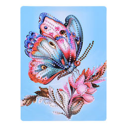 Мозаика алмазная "Бабочка на цветке" 15*20см