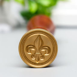 Печать для сургуча с деревянной ручкой «Геральдическая лилия», 9×2.5×2.5 см