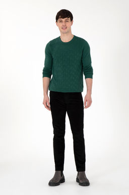 Erkek Slim Fit Siyah Kanvas Pantolon