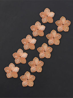 Аппликация для одежды «Цветок», текстильная, с голографической нитью, 3.5×3.5 см, 10 шт., оранжевая