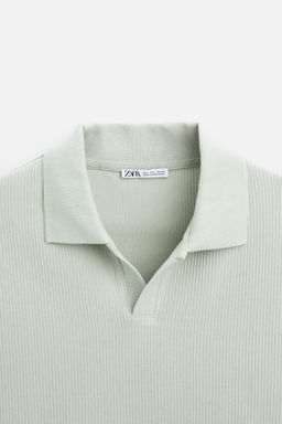 TEXTURED POLO SHIRT WITH RIBBED TRIMS - Zara фото 64