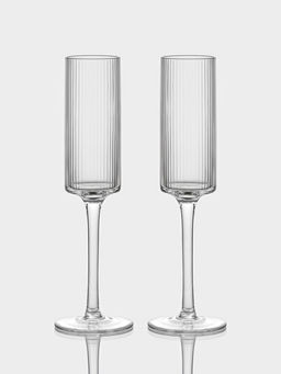Набор бокалов для шампанского Just for you, 180 мл, 2 шт., 7×24 см, ребристые, стекло, прозрачный