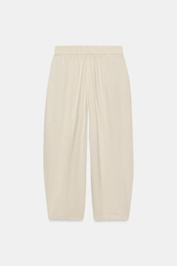 PANTAL?N BARREL CON LINO / Beige claro