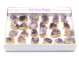 Кольцо с друзой аметиста 27*32мм цв.золотистый