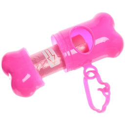 Цена за 6 шт. Контейнер с пакетами для уборки за собакой с карабином,15 шт пакетов, розовый цвет Ultramarine