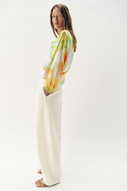 BLUSA CORTA ESTAMPADA / TYEAMARILLO