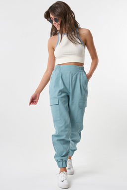 Брюки карго из плотного хлопка под деним голубой дым
