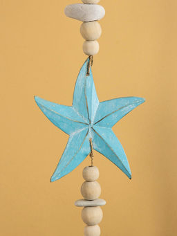 Подвеска декоративная «Звёздочки», 13×2×100 см, дерево, камень, голубая