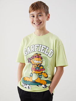 Bisiklet Yaka Garfield Bask?l? Erkek ?ocuk Ti??rt