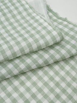 Муслин двухслойный с эф.жатости Клетка (0.7*0.7см) цв.морозная мята, ш.1.4м, хлопок-100% - Купава фото 4