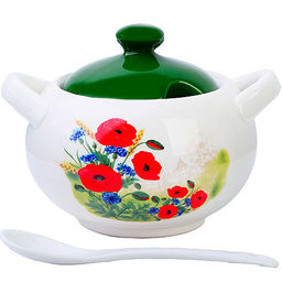 60282 Сахарница с крышкой 375мл с ложкой 3пр Цветущие Маки доломит LR (х36) - Mayer&boch фото 2