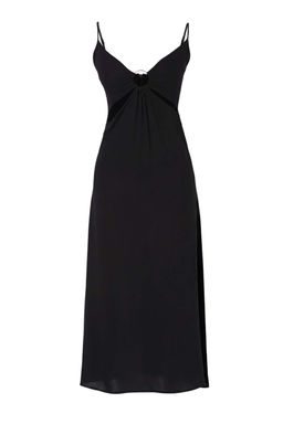 Siyah Dokuma Cut Out Detayl_ Maxi Plaj Elbise TBESS24EL00127 - Trendyolmilla фото 4
