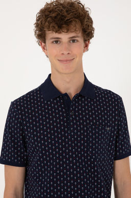Erkek Regular Fit Polo Yaka Lacivert Desenli Ti__rt Sepette S_rpriz _ndirim - U.s. polo assn фото 2