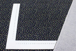 Микровельвет Маленькие лютики на чернильном, ш.1.1м, хлопок-100%, 130гр/м.кв - Купава фото 3