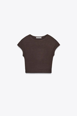 COTTON MODAL CROP T-SHIRT - Zara фото 4
