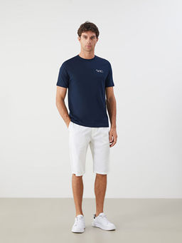 Bisiklet Yaka Bask?l? Penye Erkek Ti??rt