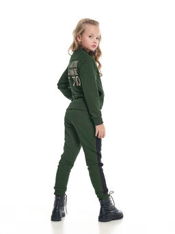 Спортивный костюм для девочки на молнии UD 7728 зелен-хаки - Mini maxi фото 3