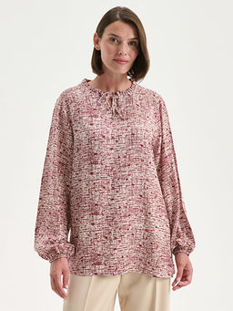 Ba?lamal? Yaka Desenli Bluz