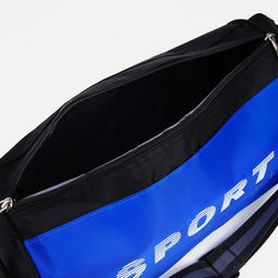 Сумка спортивная на молнии, длинный ремень, цвет чёрный/василёк - Simaland фото 4