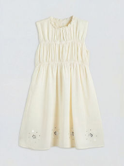 F?rf?rl? Yaka Ta?l? K?z ?ocuk Gabardin Elbise