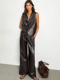 EMKA / Брюки широкого кроя из экокожи  фото 2